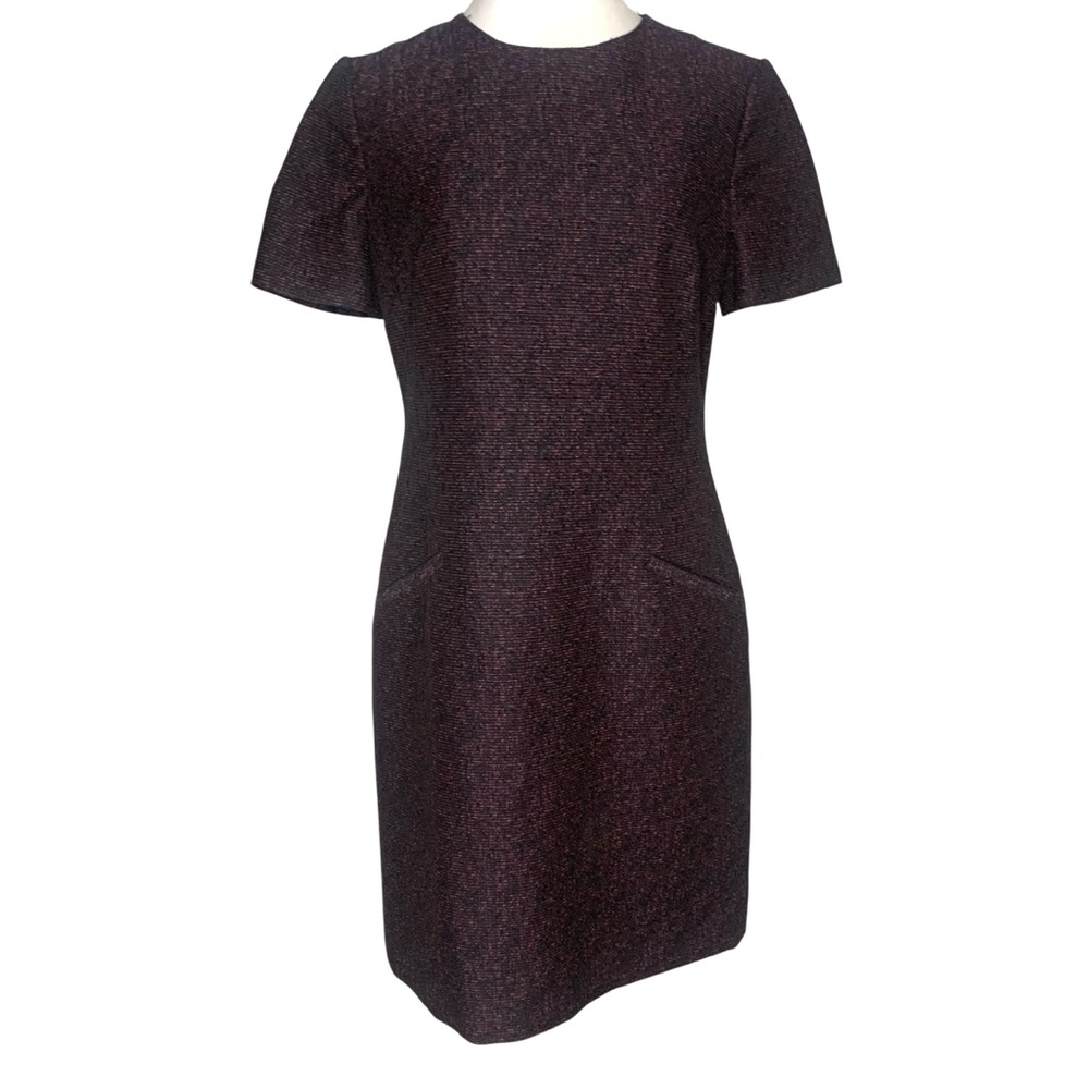 LK Bennett Metallic Black and Purple Sheath Mini Dress